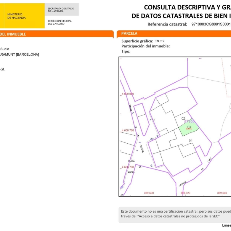 Terreny urbà de 59 m² ideal per petit ús o inversió a La Pobla de Claramunt
