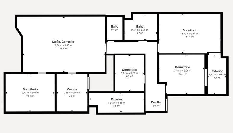 Amplio piso de 4 habitaciones en el centro de Vilanova del Camí